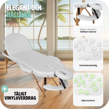 tectake 3-zons massagebänk Sawsan oval med 5 cm stoppning och träram - vit