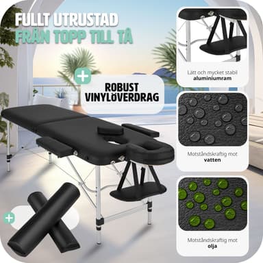 tectake Massagebänk med 2 zoner - Inkluderar Bolster, bärväska och avtagbara huvud- och armkuddar - svart