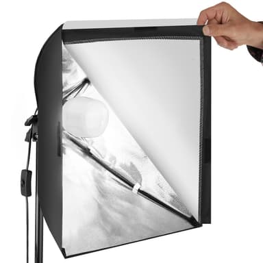tectake Set med 2 studiolampor med softbox, stativ och väska - svart