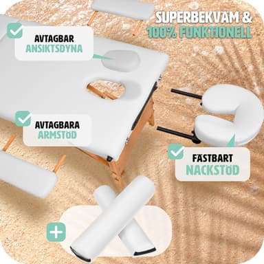 tectake Freddi 2-zons massagebänk med 5 cm stoppning, hjul och träram - vit