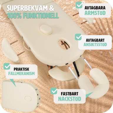 tectake 3-zons massagebänk Sawsan oval med 5 cm stoppning och träram - beige