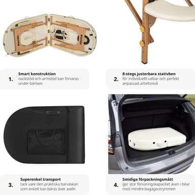 tectake 3-zons massagebänk Sawsan oval med 5 cm stoppning och träram - beige