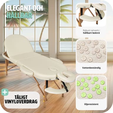 tectake 3-zons massagebänk Sawsan oval med 5 cm stoppning och träram - beige