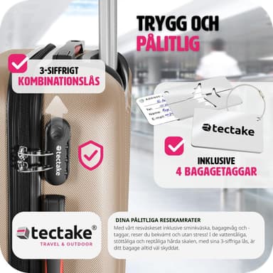 tectake Resväskeset Cleo, 4 resväskor med bagagevåg och taggar - champagne