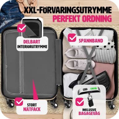 tectake Resväskeset Cleo, 4 resväskor med bagagevåg och taggar - champagne