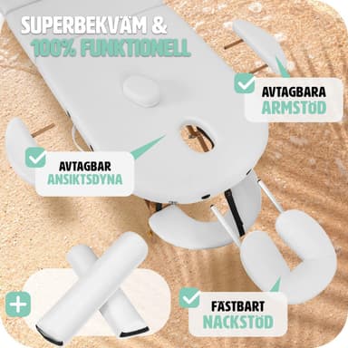 tectake 3-zons oval massagebänk med 5 cm stoppning, kuddar och träram - vit