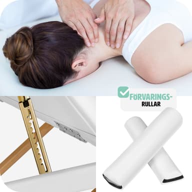 tectake 3-zons oval massagebänk med 5 cm stoppning, kuddar och träram - vit