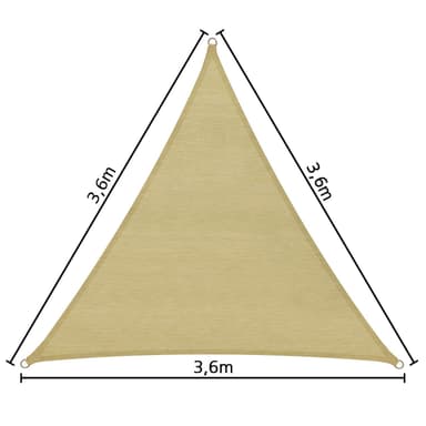tectake Solsegel i polyeten trekantigt, beige - 360 x 360 x 360 cm