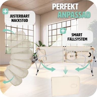 tectake 2-zons massagebänk med stoppning och aluminiumram +bärväska - beige