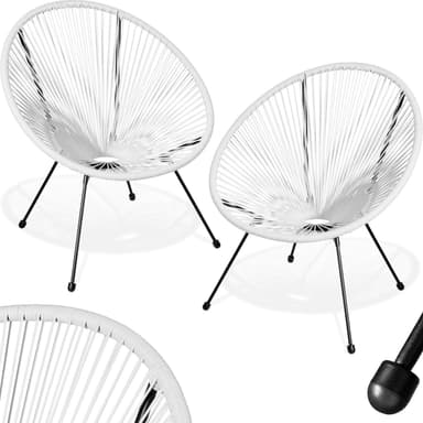 tectake 2 trädgårdsstolar Santana Retro i Acapulco-stil - vit