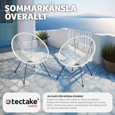 tectake 2 trädgårdsstolar Santana Retro i Acapulco-stil - vit