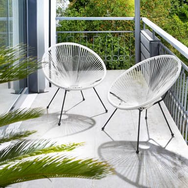tectake 2 trädgårdsstolar Santana Retro i Acapulco-stil - vit