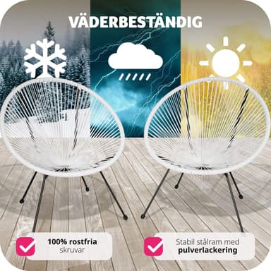 tectake 2 trädgårdsstolar Santana Retro i Acapulco-stil - vit
