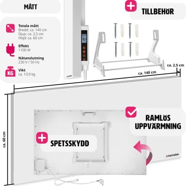 tectake Infravärmare med termostat och tippskydd - 1100 W