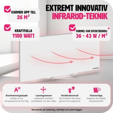 tectake Infravärmare med termostat och tippskydd - 1100 W
