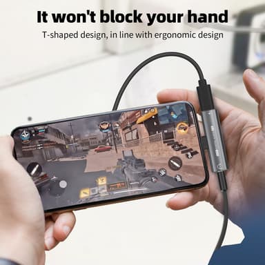 USB-C till 3,5 mm adapter för hörlurar och laddare Svart