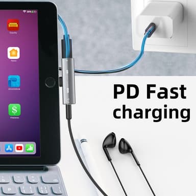 USB-C till 3,5 mm adapter för hörlurar och laddare Svart