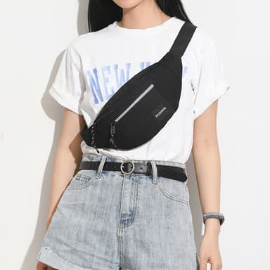 Stänksäker midjeväska crossbody väska Svart