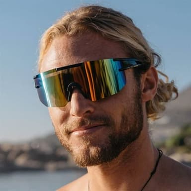 SportglasÃ¶gon med spegelglas- Svart/RegnbÃ¥ge