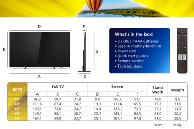 Philips 65" PUS8079 4K LED Ambilight Smart TV (2024)