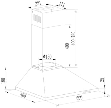 Ecotronic Vägghängd Köksfläkt EPH600W (vit 60cm)