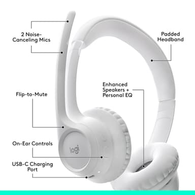 Logitech Zone 300 trådlöst headset (off white)