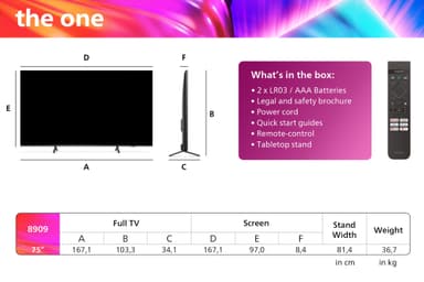 Philips 75” The One PUS8909 4K LED Ambilight Smart TV (2024)