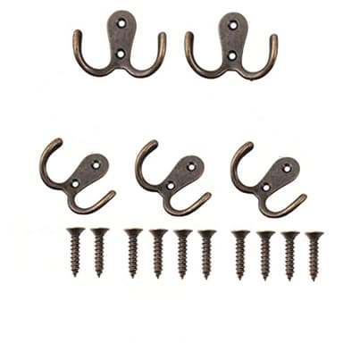 5 st Vintage dubbelkrokar Koppar