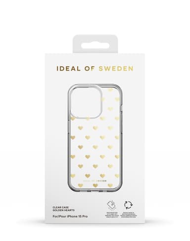 Clear Case iPhone 15PR Golden Hearts