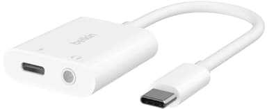 Belkin RockStar 3.5mm Audio + USB-C laddningsadapter (vit)