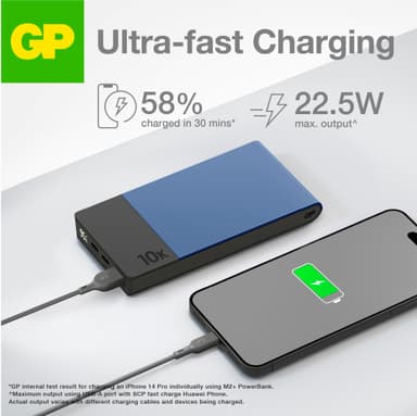 GP M2+ 10,000mAh powerbank (blå)
