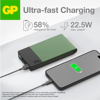 GP M2+ 10,000mAh powerbank (grön)
