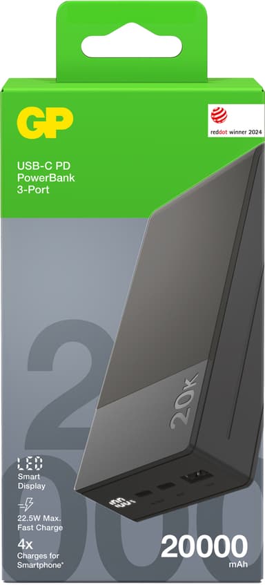 GP M2+ 20,000mAh powerbank (grå)