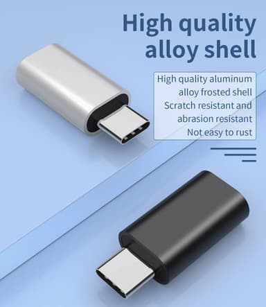 NÖRDIC USBC C hane till Lightning ho (Non MFI) adapter silver