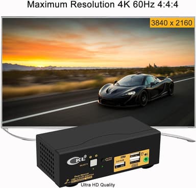 NÖRDIC KVM Switch 2 till 2 USB-C till HDMI 4K 60Hz, 3x USB-A, 2x 3.5mm AUX