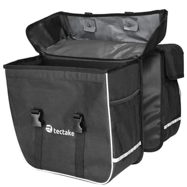 tectake Cykelväska med reflexränder 35 l - svart