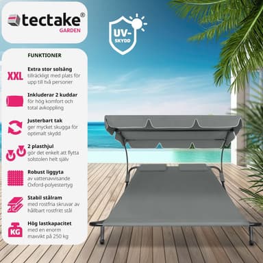 tectake Solsäng dubbel, för två personer - svart/grå