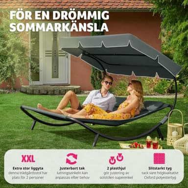 tectake Solsäng dubbel, för två personer - svart/grå