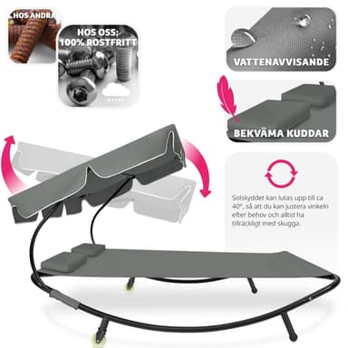 tectake Solsäng dubbel, för två personer - svart/grå
