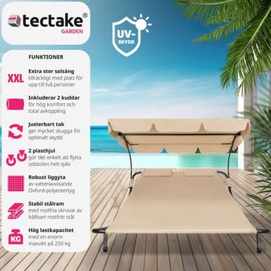 tectake Solsäng dubbel, för två personer - svart/beige