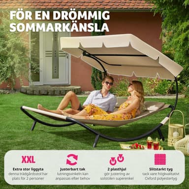 tectake Solsäng dubbel, för två personer - svart/beige