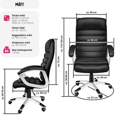 tectake Kontorsstol Paul - svart