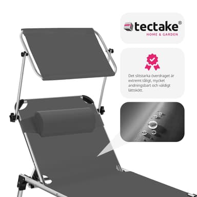 tectake Solstol Aurelie aluminium, 6-faldigt justerbar - grå
