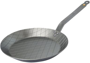 De Buyer Mineral B Element-stekpanna med räfflat mönster, tillverkad av kolstål, 28 cm