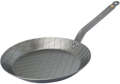 De Buyer Mineral B Element-stekpanna med räfflat mönster, tillverkad av kolstål, 28 cm