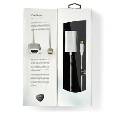 Nedis USB-C™ Adapter | USB 3.2 Gen 1 | USB-C™ Hane | HDMI™ Utgång | 4K@60Hz | Power delivery | 2.00 m | Rund | Guldplaterad | Flätad / Nylon | Silver | Kartong med täckt fönster