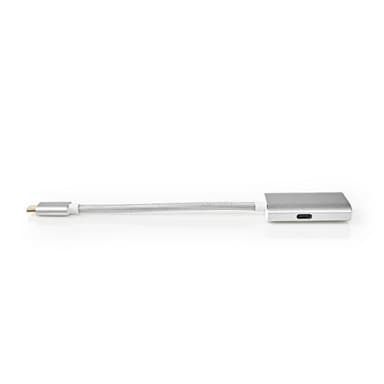 Nedis USB-C™ Adapter | USB 3.2 Gen 1 | USB-C™ Hane | HDMI™ Utgång | 4K@60Hz | Power delivery | 0.20 m | Rund | Guldplaterad | Flätad / Nylon | Silver | Kartong med täckt fönster