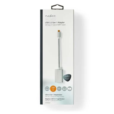 Nedis USB-C™ Adapter | USB 3.2 Gen 1 | USB-C™ Hane | HDMI™ Utgång | 4K@60Hz | Power delivery | 0.20 m | Rund | Guldplaterad | Flätad / Nylon | Silver | Kartong med täckt fönster