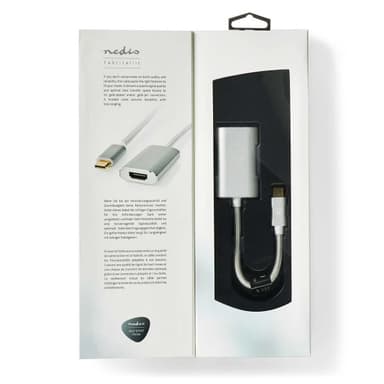 Nedis USB-C™ Adapter | USB 3.2 Gen 1 | USB-C™ Hane | HDMI™ Utgång | 4K@60Hz | Power delivery | 0.20 m | Rund | Guldplaterad | Flätad / Nylon | Silver | Kartong med täckt fönster