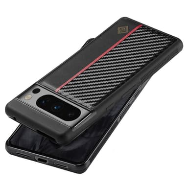 SKALO Google Pixel 8 Pro LC.IMEEKE Carbon Fiber PU-Läder Skal - Svart